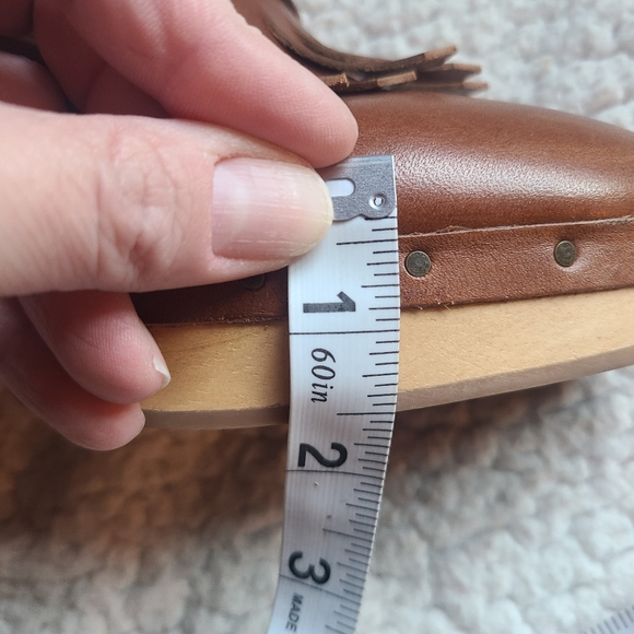 Madewell Kiltie Mules Brown Fringe Boho 70s style Leather Clog heels size 8 - Picture 9 of 9